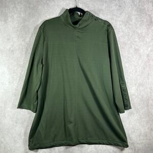 North‎ Style Sweater Womens Size XL Green Knit Mock Neck Pullover 3/4 Sleeves